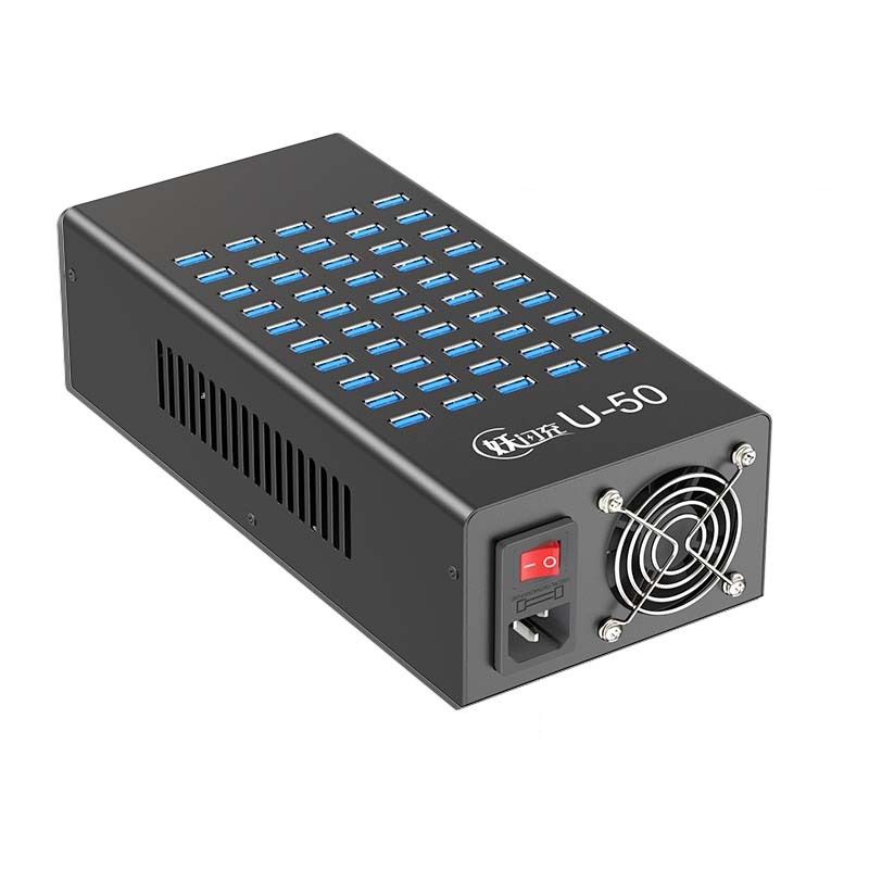 Зарядная станция на 50 USB портов mod. 1050P400WB, 5V2A/400W, активное охлаждение Зарядная станция на 50 USB портов mod. 1050P400WB, 5V2A/400W, активное охлаждение