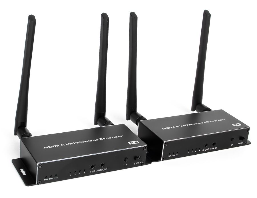 Адаптер - KVM-удлинитель HDMI 4K по Wi-Fi на 200 метров, черный Адаптер - KVM-удлинитель HDMI 4K по Wi-Fi на 200 метров, черный