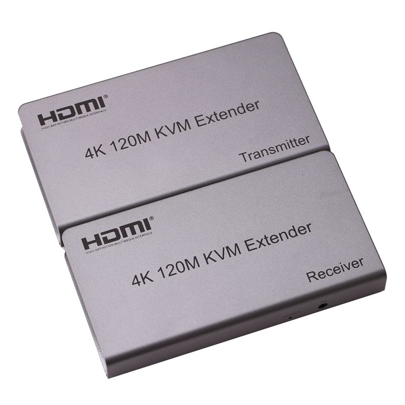 Адаптер - KVM-удлинитель HDMI 4K на 120 метров, серебро Адаптер - KVM-удлинитель HDMI 4K на 120 метров, серебро