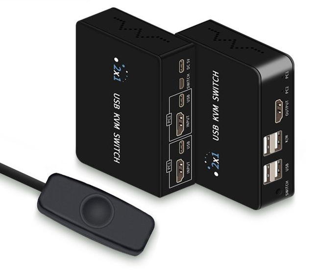 Адаптер - 2-х портовый KVM-переключатель HDMI USB, черный Адаптер - 2-х портовый KVM-переключатель HDMI USB, черный