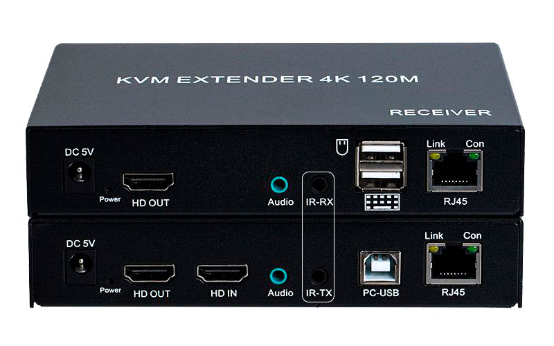 Адаптер - KVM-удлинитель HDMI 4K на 120 метров, черный