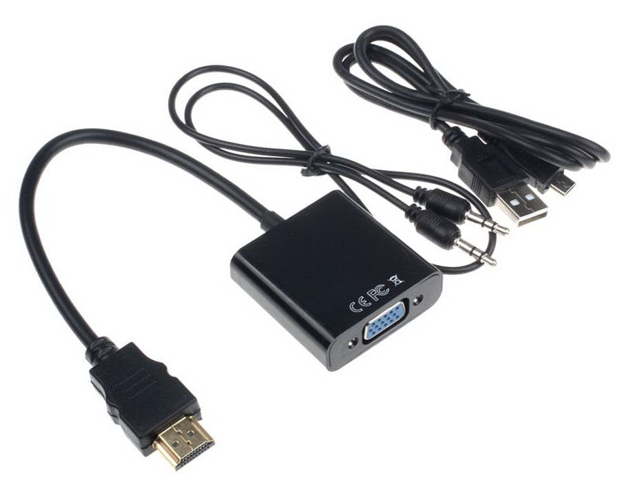 Адаптер - переходник HDMI – VGA - USB2.0 - jack 3.5mm (AUX), черный Адаптер - переходник HDMI – VGA - USB2.0 - jack 3.5mm (AUX), черный