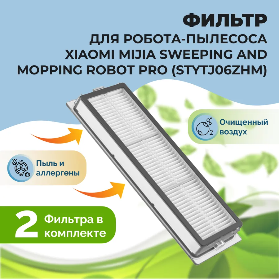 Фильтры для робота-пылесоса Xiaomi Mijia Sweeping and Mopping Robot Pro (STYTJ06ZHM), 2 штуки Фильтры для робота-пылесоса Xiaomi Mijia Sweeping and Mopping Robot Pro (STYTJ06ZHM), 2 штуки