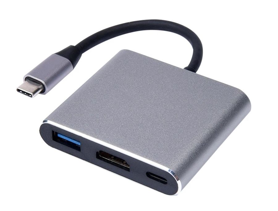 Адаптер - переходник - хаб USB3.1 Type-C на HDMI - USB3.1 Type-C - USB3.0, серый Адаптер - переходник - хаб USB3.1 Type-C на HDMI - USB3.1 Type-C - USB3.0, серый