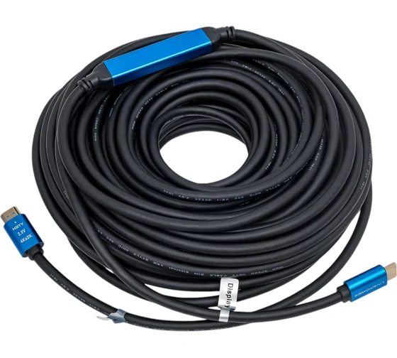 Кабель с усилителем-репитером HDMI - HDMI v2.0, 4K 3D, папа-папа, 30 метров, черный