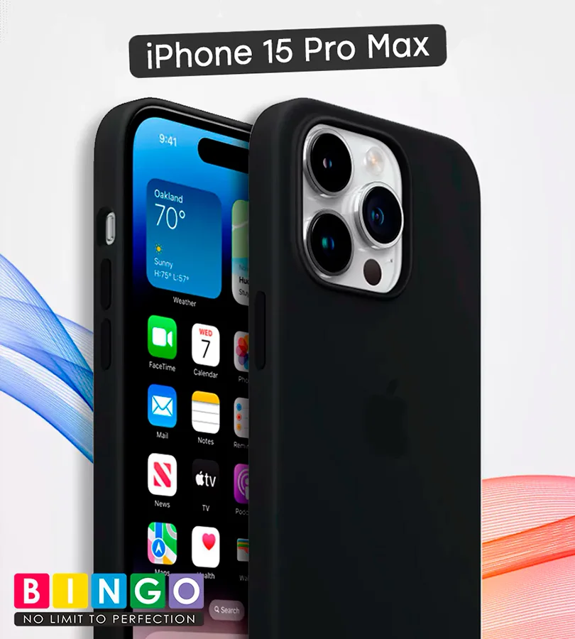 Чехол - бампер для Apple iPhone 15 Pro Max, Bingo Silicone Case, черный