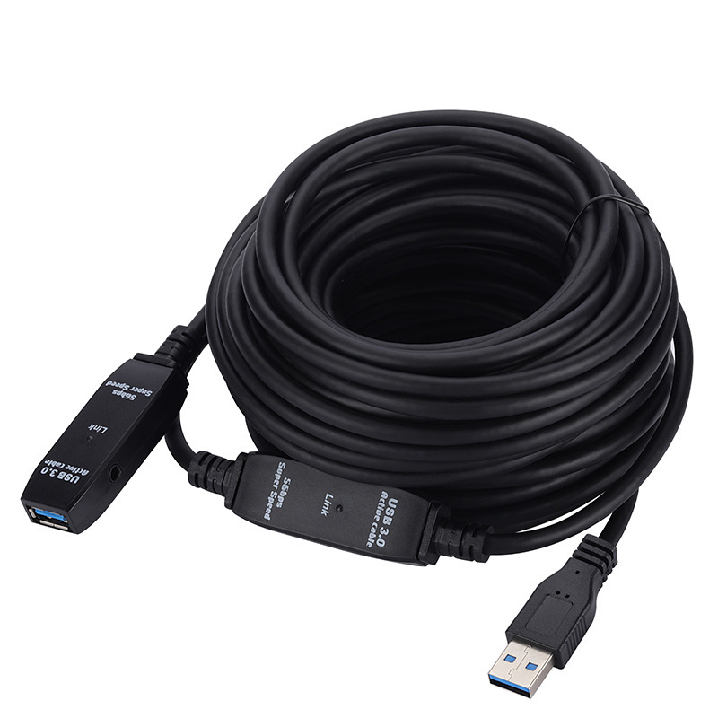 Кабель с усилителем-репитером USB3.0, папа-мама, 15 метров, черный