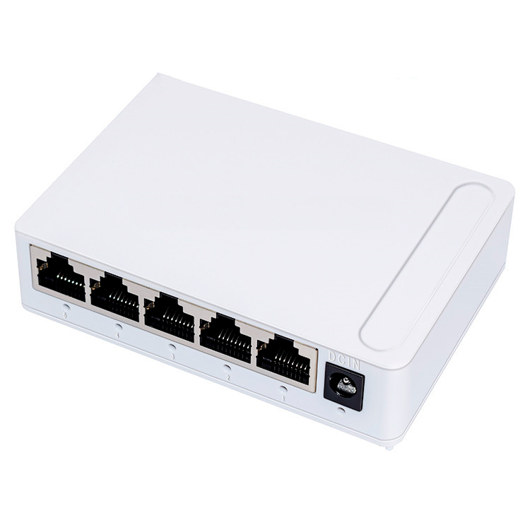 Сетевой свитч – LAN разветвитель – хаб RJ45 на 5 портов, 10/100/1000 Мбит/с, индикация, белый