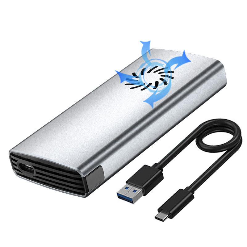 Внешний корпус - бокс для жесткого диска SSD M.2 NVMe 9210 - USB-C/USB-A с активным охлаждением, 10Gbps, алюминий, серебро Внешний корпус - бокс для жесткого диска SSD M.2 NVMe 9210 - USB-C/USB-A с активным охлаждением, 10Gbps, алюминий, серебро