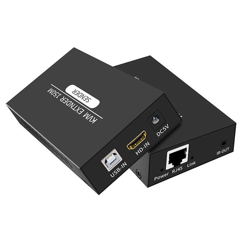 KVM-удлинитель HDMI USB по витой паре RJ45 UTP (LAN) до 150 метров, FullHD 1080p, комплект, черный KVM-удлинитель HDMI USB по витой паре RJ45 UTP (LAN) до 150 метров, FullHD 1080p, комплект, черный