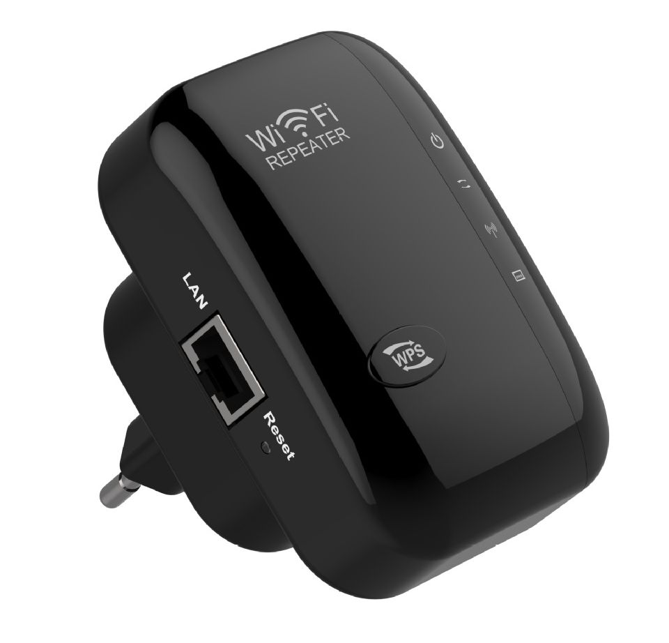 Адаптер - репитер, повторитель, усилитель Wi-Fi сигнала, до 300 Мбит/с, черный