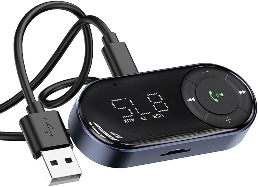 Аудио адаптер Hi-Fi AX02 FM-трансмиттер Bluetooth v5.2 - AUX 3.5мм, картридер TF, для автомобиля, громкая связь (handsfree)