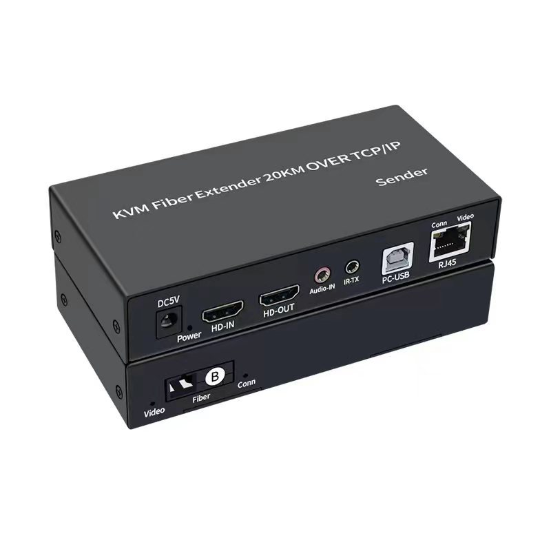 KVM-удлинитель HDMI USB по витой паре RJ45 до 120м / оптическому кабелю SC до 20км, комплект, черный KVM-удлинитель HDMI USB по витой паре RJ45 до 120м / оптическому кабелю SC до 20км, комплект, черный