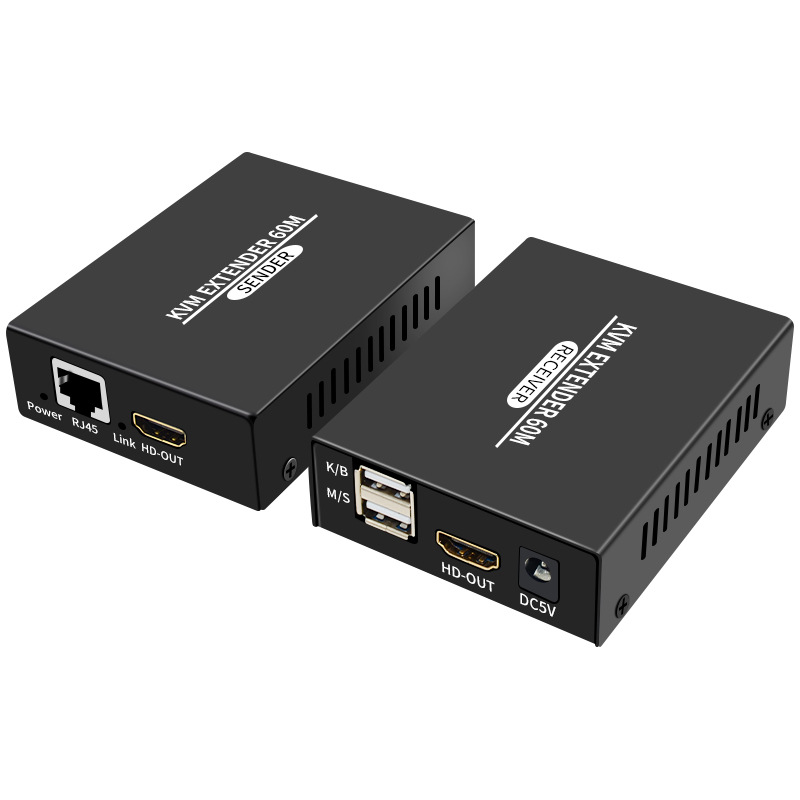 KVM-удлинитель HDMI USB по витой паре RJ45 UTP (LAN) POE до 60 метров, FullHD 1080p, комплект, черный KVM-удлинитель HDMI USB по витой паре RJ45 UTP (LAN) POE до 60 метров, FullHD 1080p, комплект, черный