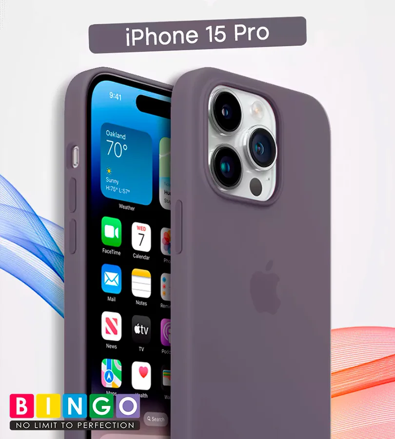 Чехол - бампер для Apple iPhone 15 Pro, Bingo Silicone Case, лавандово-серый