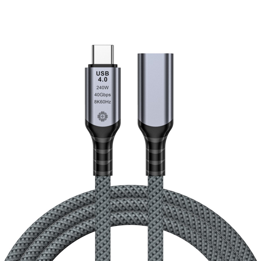 Кабель USB4.0 Type-C чип E-Marker, 8K 60Гц / 4K 144Гц, 40 Гбит/с, PD 240W (48V/5A), поддержка Thunderbolt 3/4, папа-мама, 2 метра