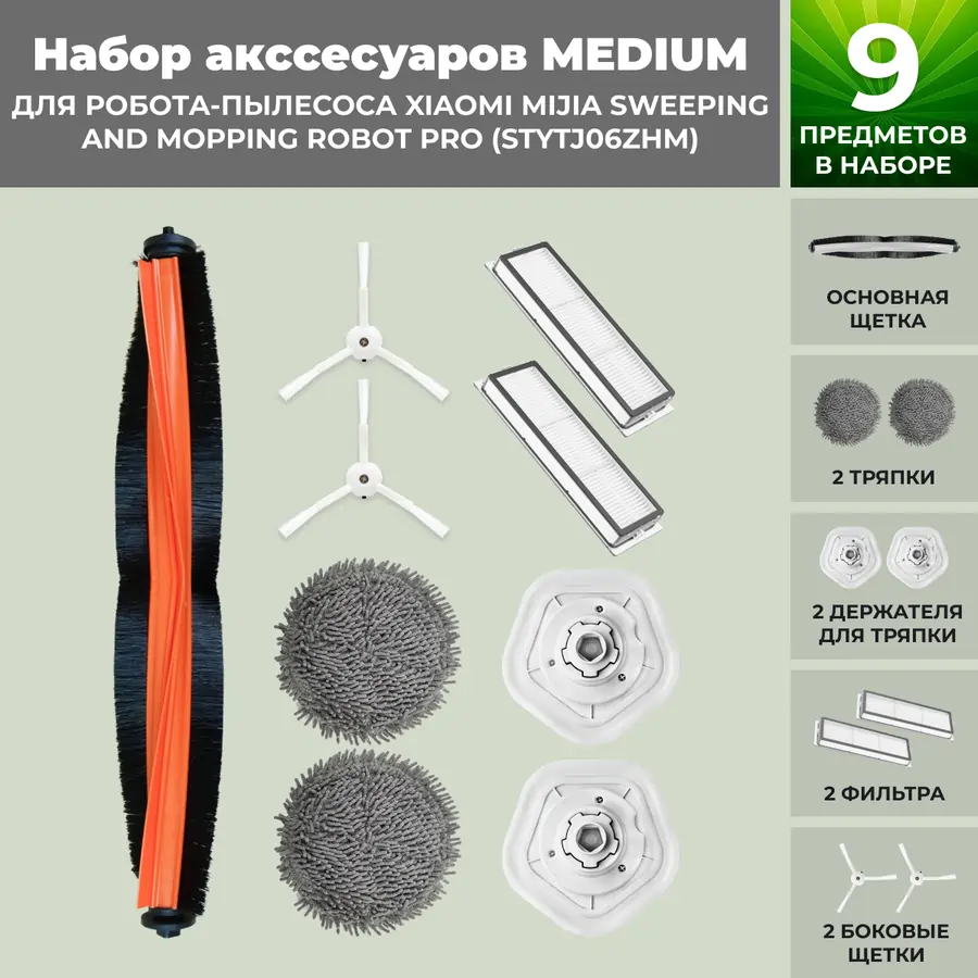 Набор аксессуаров Medium для робота-пылесоса Xiaomi Mijia Sweeping and Mopping Robot Pro (STYTJ06ZHM) Набор аксессуаров Medium для робота-пылесоса Xiaomi Mijia Sweeping and Mopping Robot Pro (STYTJ06ZHM)