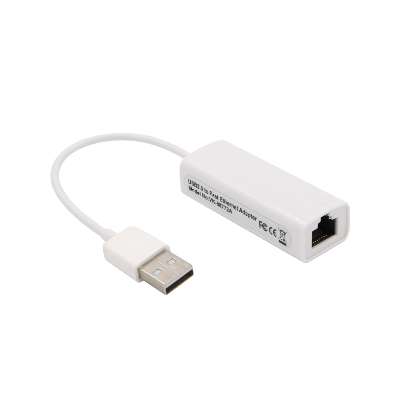 Адаптер - переходник USB2.0 - RJ45 (LAN) до 100 Мбит/с, белый Адаптер - переходник USB2.0 - RJ45 (LAN) до 100 Мбит/с, белый