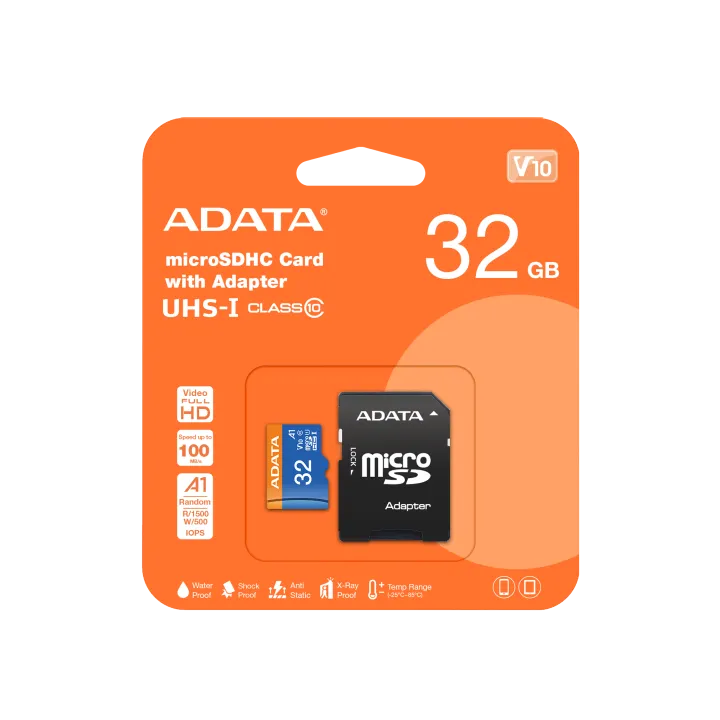 Карта памяти MicroSDHC 32Gb ADATA (W/ADAP.AUSDH32GUICL10A1-RA1), класс 10, SD-адаптер Карта памяти MicroSDHC 32Gb ADATA (W/ADAP.AUSDH32GUICL10A1-RA1), класс 10, SD-адаптер