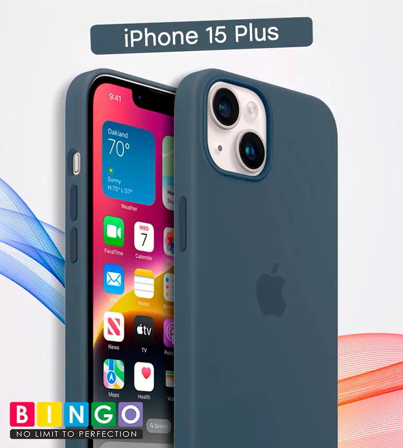 Чехол - бампер для Apple iPhone 15 Plus, Bingo Silicone Case, темно-синий