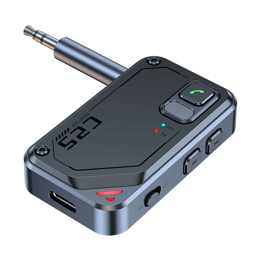 Аудио адаптер C25 приемник-передатчик (TX/RX) Bluetooth v5.3 - AUX 3.5мм, для дома и автомобиля, громкая связь (handsfree)