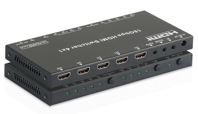 Переключатель - свитч HDMI 4х1, RS232, Jack 3,5mm, SPDIF, UHD 4K 60Hz
