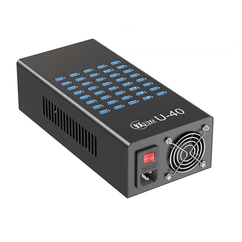 Зарядная станция на 40 USB портов mod. 1040P400WB, 5V2A/400W, активное охлаждение Зарядная станция на 40 USB портов mod. 1040P400WB, 5V2A/400W, активное охлаждение