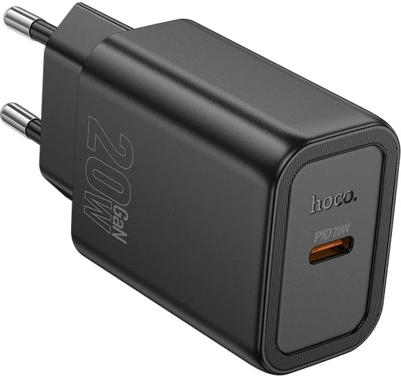Зарядное устройство сетевое - блок питания HOCO N60, USB Type-C PD20W, черный Зарядное устройство сетевое - блок питания HOCO N60, USB Type-C PD20W, черный