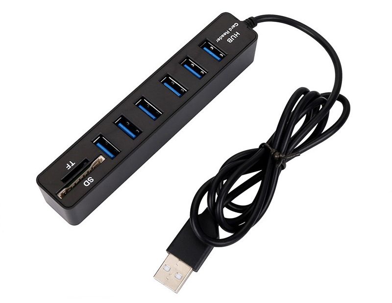 Хаб - концентратор USB2.0 - 6х USB2.0, вертикальный, черный Хаб - концентратор USB2.0 - 6х USB2.0, вертикальный, черный