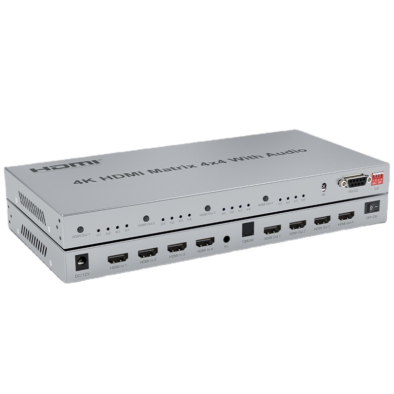 Матричный коммутатор - свитч-сплиттер 4×4 HDMI 4K, jack 3.5mm, SPDIF/Toslink, RS232, EDID, пульт ДУ Матричный коммутатор - свитч-сплиттер 4×4 HDMI 4K, jack 3.5mm, SPDIF/Toslink, RS232, EDID, пульт ДУ