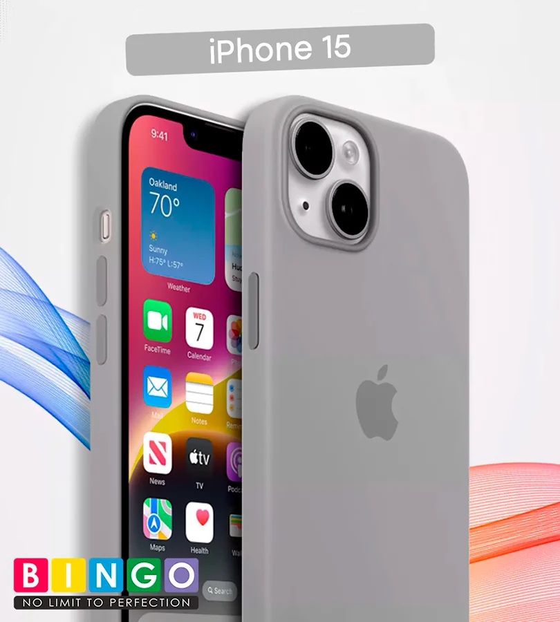Чехол - бампер для Apple iPhone 15, Bingo Silicone Case, серый