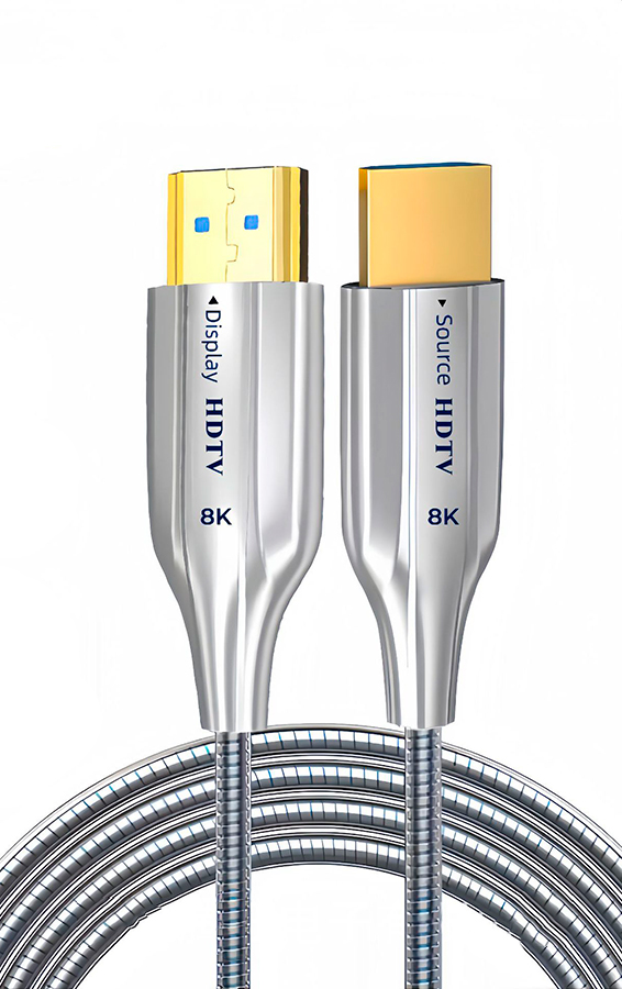 Кабель оптический бронированный HDMI v2.1 UltraHD 8K 60Гц / 4K 120Гц, поддержка HDR, ARC, 48 Гбит/с, 50 метров