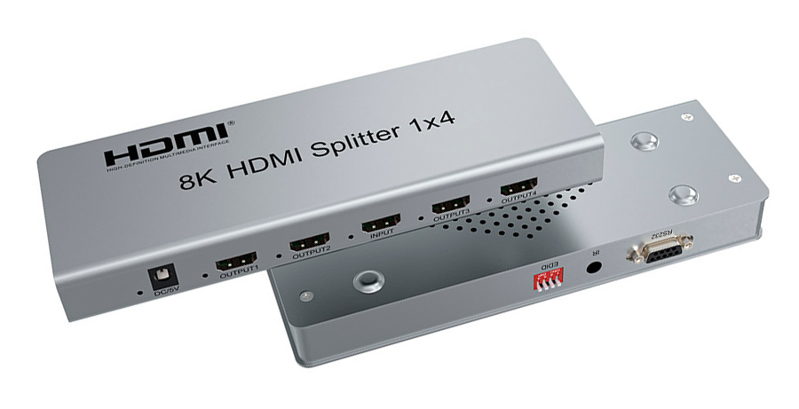 Cплиттер - разветвитель 1×4 HDMI UltraHD 8K 60Гц / 4K 120Гц, до 40 Гбит/c, поддержка HDCP2.3 / EDID / RS232 Cплиттер - разветвитель 1×4 HDMI UltraHD 8K 60Гц / 4K 120Гц, до 40 Гбит/c, поддержка HDCP2.3 / EDID / RS232