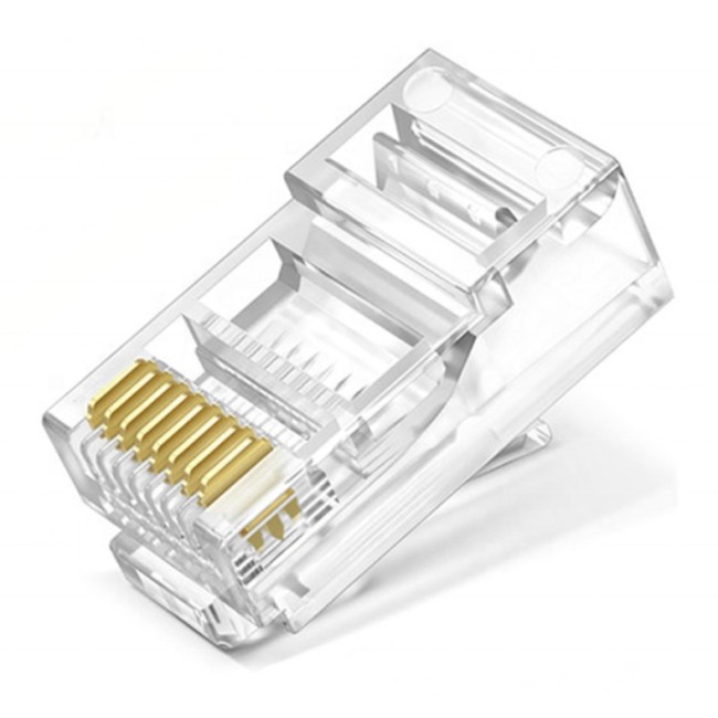 Коннектор RJ45 CAT-5E, пластик, прозрачный, 1 штука Коннектор RJ45 CAT-5E, пластик, прозрачный, 1 штука