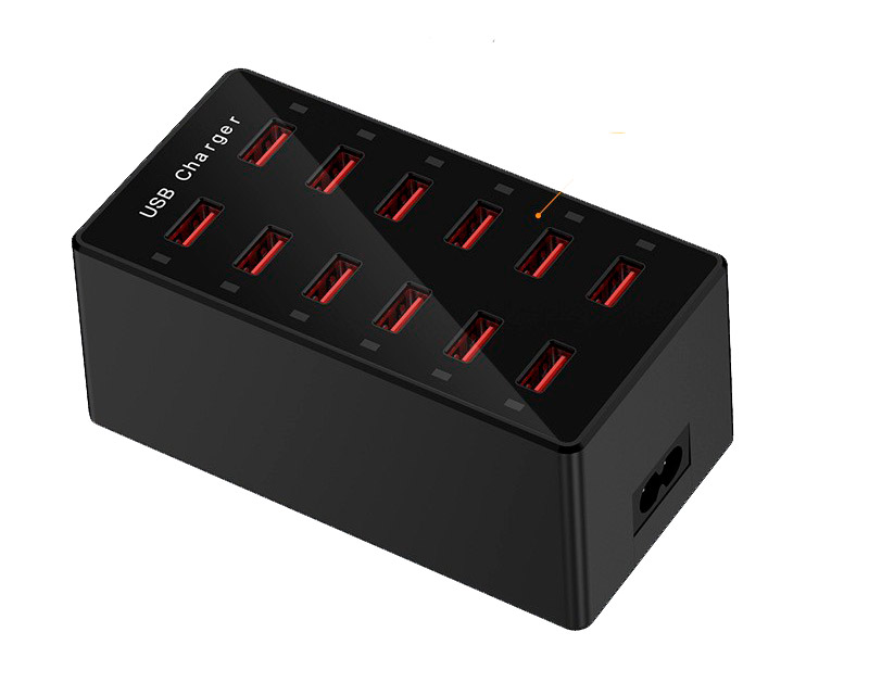 Зарядная станция на 12 USB портов mod. 1012P, 5V1-2.4A, ABS-пластик, черный