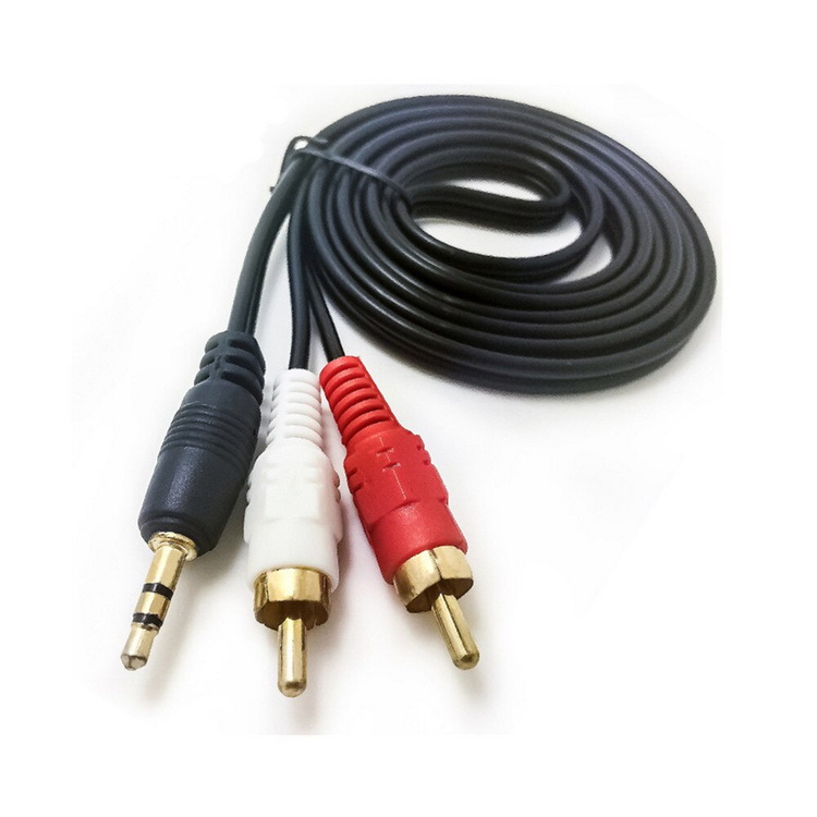Кабель 2x RCA - jack 3.5mm (AUX), папа-папа, 1,5 метра, черный Кабель 2x RCA - jack 3.5mm (AUX), папа-папа, 1,5 метра, черный