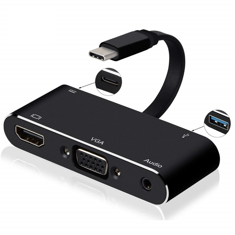 Адаптер - переходник - хаб 5in1 USB3.1 Type-C на HDMI - VGA - jack 3.5mm (AUX) - USB3.0 - USB3.1 Type-C Адаптер - переходник - хаб 5in1 USB3.1 Type-C на HDMI - VGA - jack 3.5mm (AUX) - USB3.0 - USB3.1 Type-C