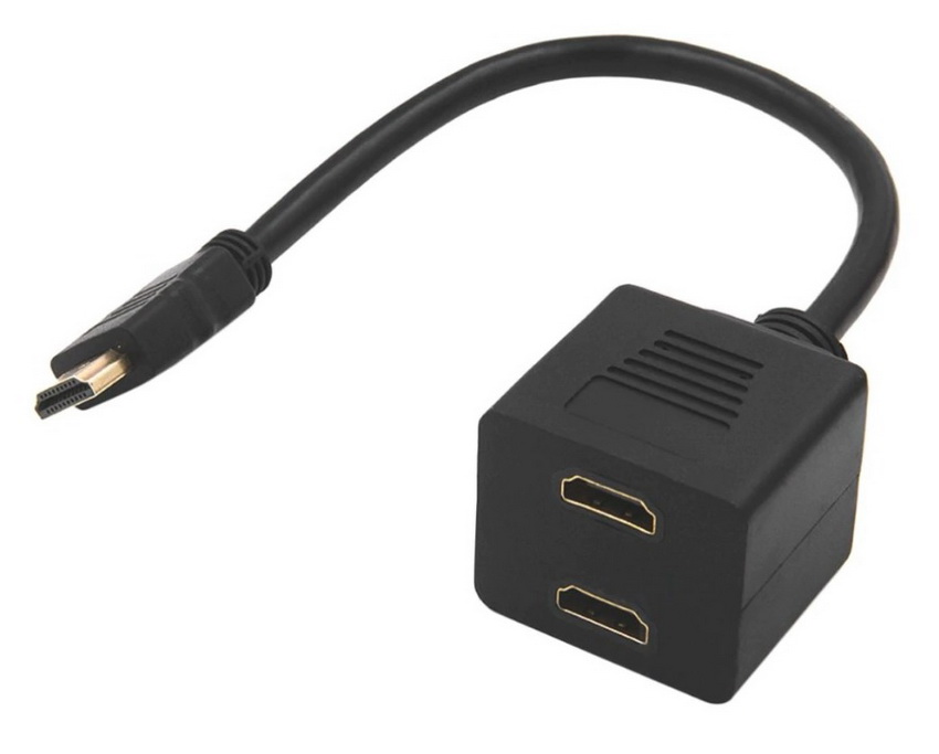 Адаптер - разветвитель - сплиттер 1×2 HDMI ver.01, FullHD 1080p 3D, пассивный с проводом, черный Адаптер - разветвитель - сплиттер 1×2 HDMI ver.01, FullHD 1080p 3D, пассивный с проводом, черный
