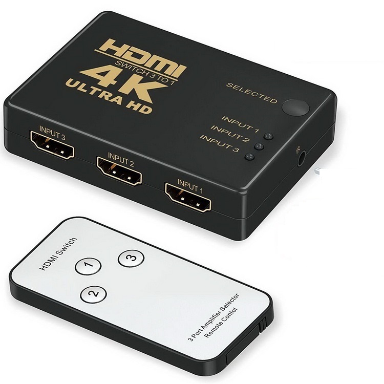 Адаптер - переключатель - свитч 3×1 HDMI, UltraHD 4K 3D, пульт ...