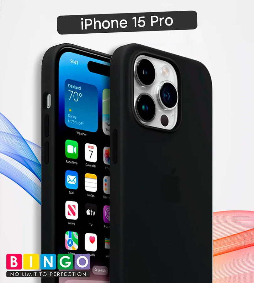 Чехол - бампер для Apple iPhone 15 Pro, Bingo Silicone Case, черный
