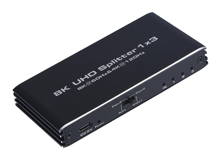 Cплиттер - разветвитель 1×3 HDMI UltraHD 8K 60Гц / 4K 120Гц, до 48 Гбит/c, поддержка HDCP2.3 и Dolby Vision, черный Cплиттер - разветвитель 1×3 HDMI UltraHD 8K 60Гц / 4K 120Гц, до 48 Гбит/c, поддержка HDCP2.3 и Dolby Vision, черный