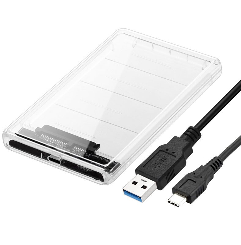 Внешний корпус - бокс SATA - USB3.1 Type-C - USB3.0 для жесткого диска SSD/HDD 2.5”, прозрачный Внешний корпус - бокс SATA - USB3.1 Type-C - USB3.0 для жесткого диска SSD/HDD 2.5”, прозрачный