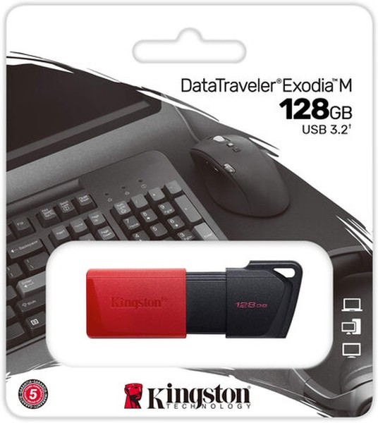 Флешка 128GB Kingston DataTraveler Exodia M, USB 3.2, черно-красный