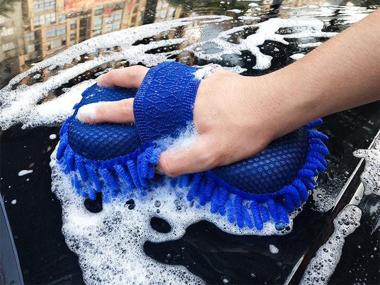 Губка для мойки автомобиля из микрофибры, синий Губка для мойки автомобиля из микрофибры, синий