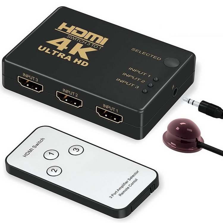 Адаптер - переключатель - свитч 3×1 HDMI, UltraHD 4K 3D, пульт, внешний ИК-датчик, активный, черный Адаптер - переключатель - свитч 3×1 HDMI, UltraHD 4K 3D, пульт, внешний ИК-датчик, активный, черный