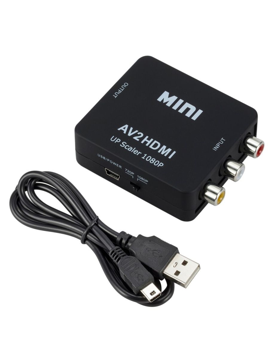 Адаптер - переходник RCA (AV) на HDMI, черный Адаптер - переходник RCA (AV) на HDMI, черный