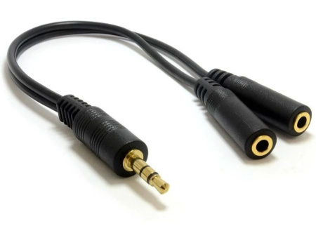 Кабель - разветвитель jack 3.5mm (AUX) - 2x jack 3.5mm (AUX), папа-мама, 0,1 метр, черный Кабель - разветвитель jack 3.5mm (AUX) - 2x jack 3.5mm (AUX), папа-мама, 0,1 метр, черный