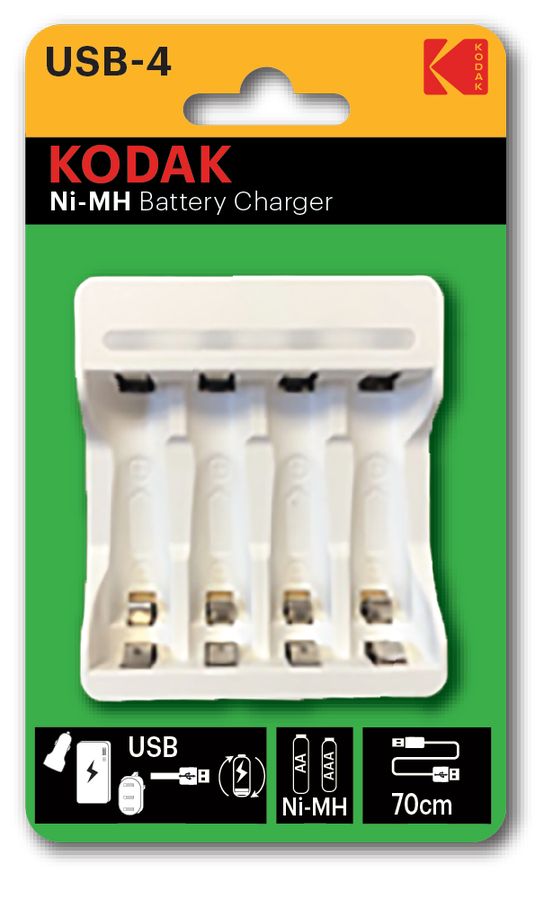 Зарядное устройство для аккумуляторных батареек Kodak C8002B USB (4 аккумулятора AA, AAA)