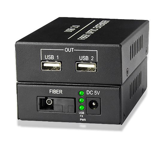 Удлинитель USB2.0 1х2 по оптическому SC кабелю до 10км, комплект, черный