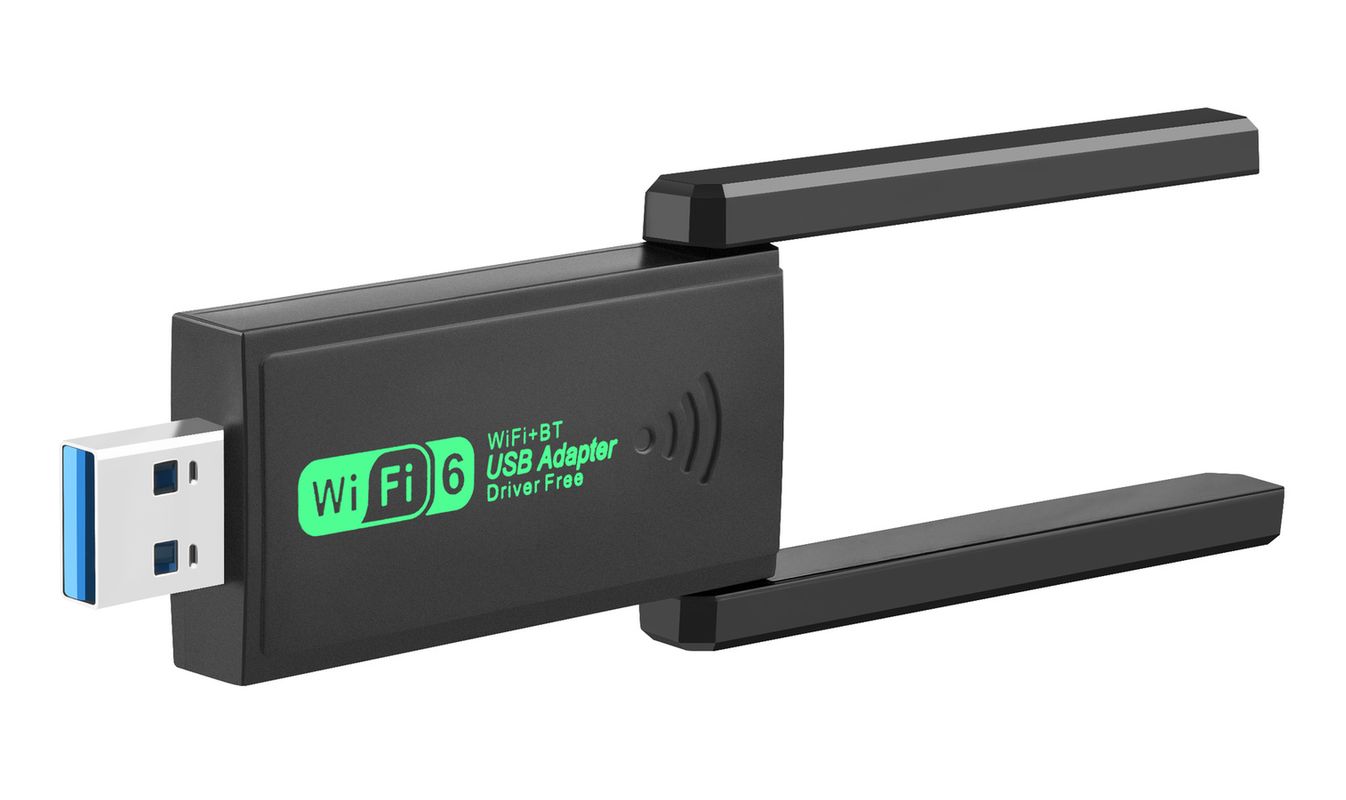 Адаптер - беспроводной приемник USB3.0 Wi-Fi6 + Bluetooth 5.4, до 900 Мбит/с, 2 антенны, двухдиапазонный - 2.4GHz/5.8GHz  (Free Driver)